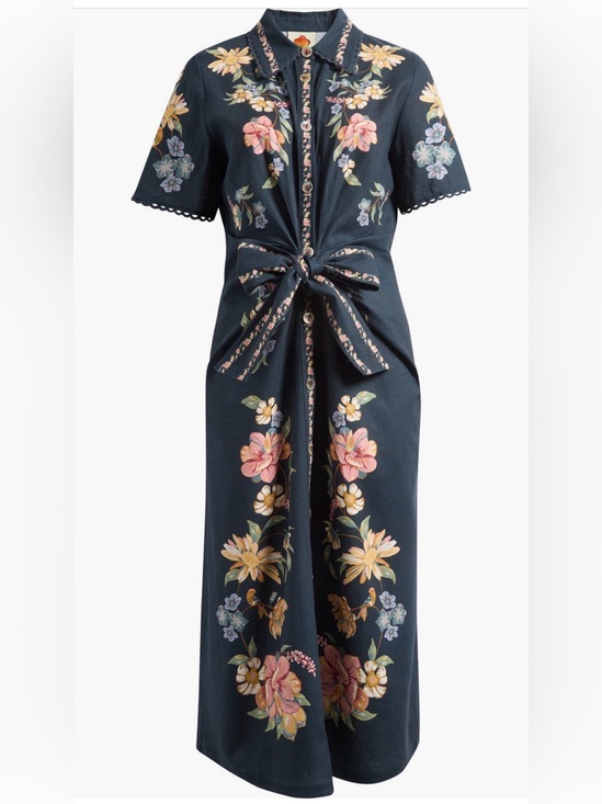 FARM Rio Dresses & Skirts - FARM Rio Maira Floral Belted Midi Shirtdress, Size Small, &320